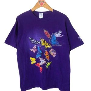 Vintage The Butterfly Palace, Missouri Double Sided Butterfly print T-sh…